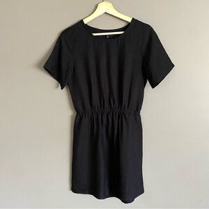 Madewell Womens Black Silk Scallop Back Novella Mini Dress Size Small
